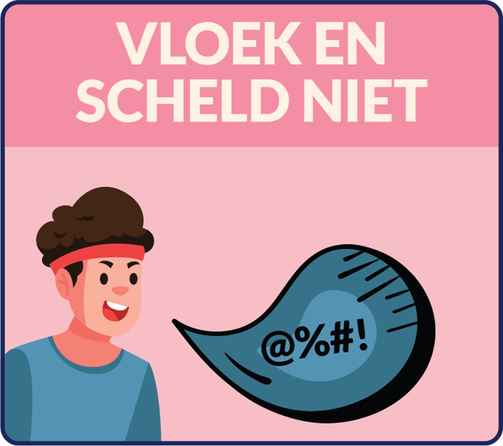 Illustratie dat laat zien dat we niet vloeken en schelden.